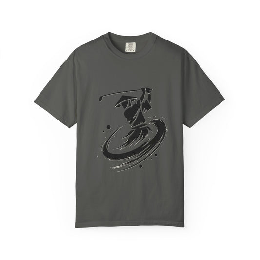 Zen Spot Customized Comfort Colors Zen Golf Swing Graphic T‑Shirt — Ink Brush Golfer Design