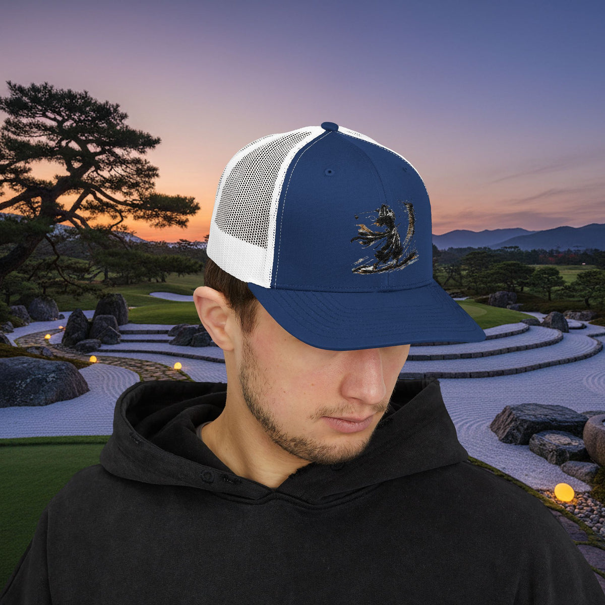 Embroidered Bunker Blast Samurai Golfer Trucker Cap