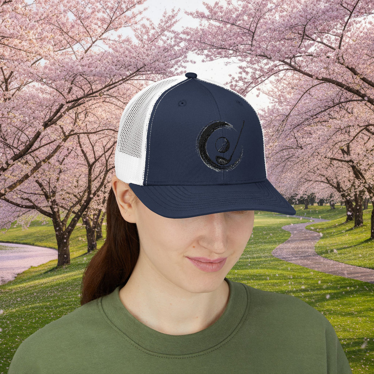 Embroidered "Zen Spot" Golf Logo Trucker Cap