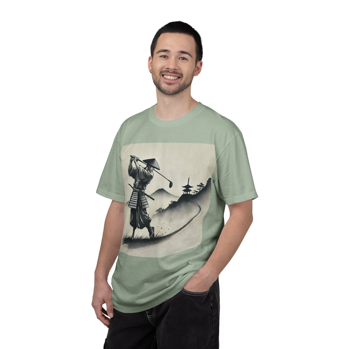 Samurai Golfer Golf Course Art Graphic T-Shirt