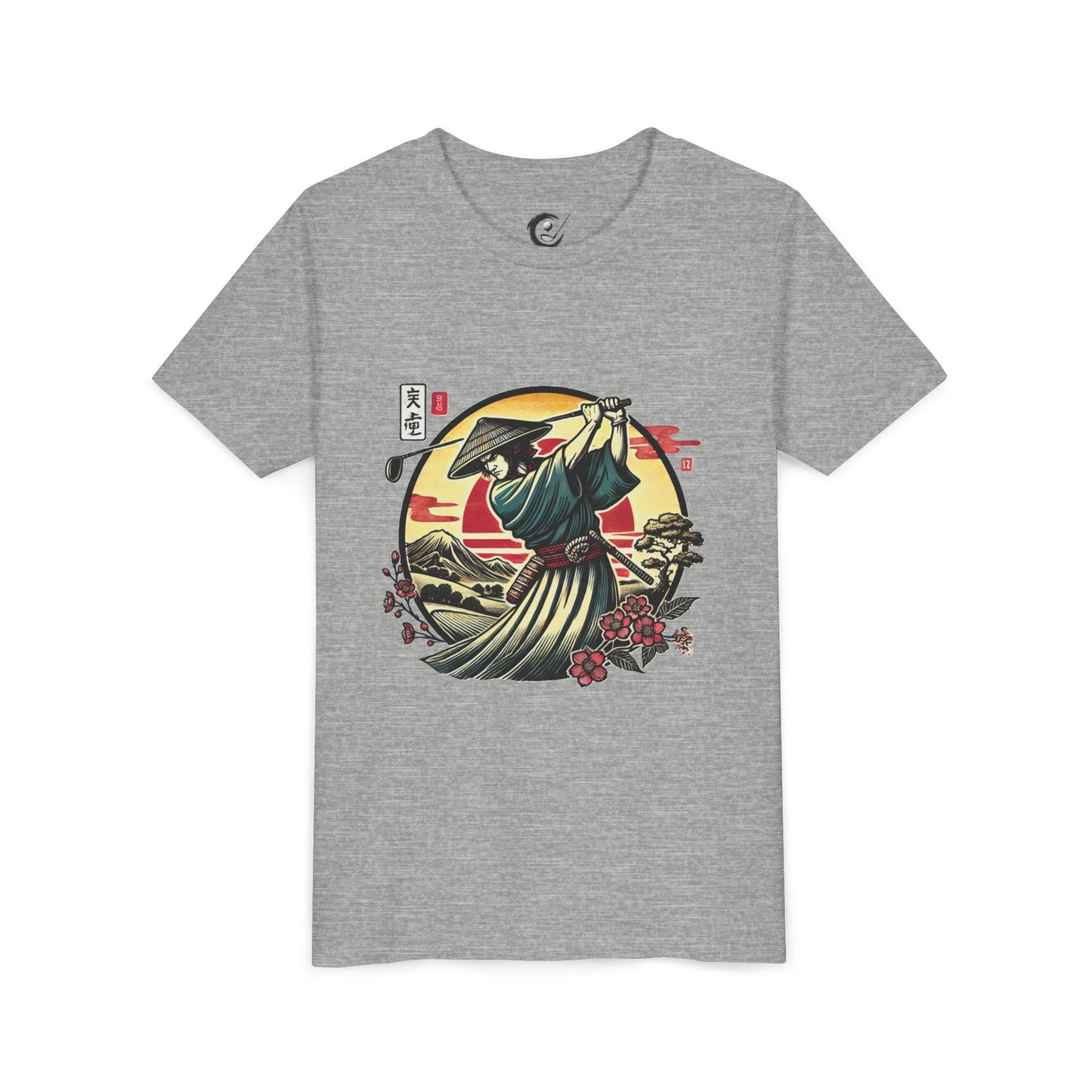 Zen Spot Golf Custom Samurai Golfer Sunset Graphic Youth T-Shirt