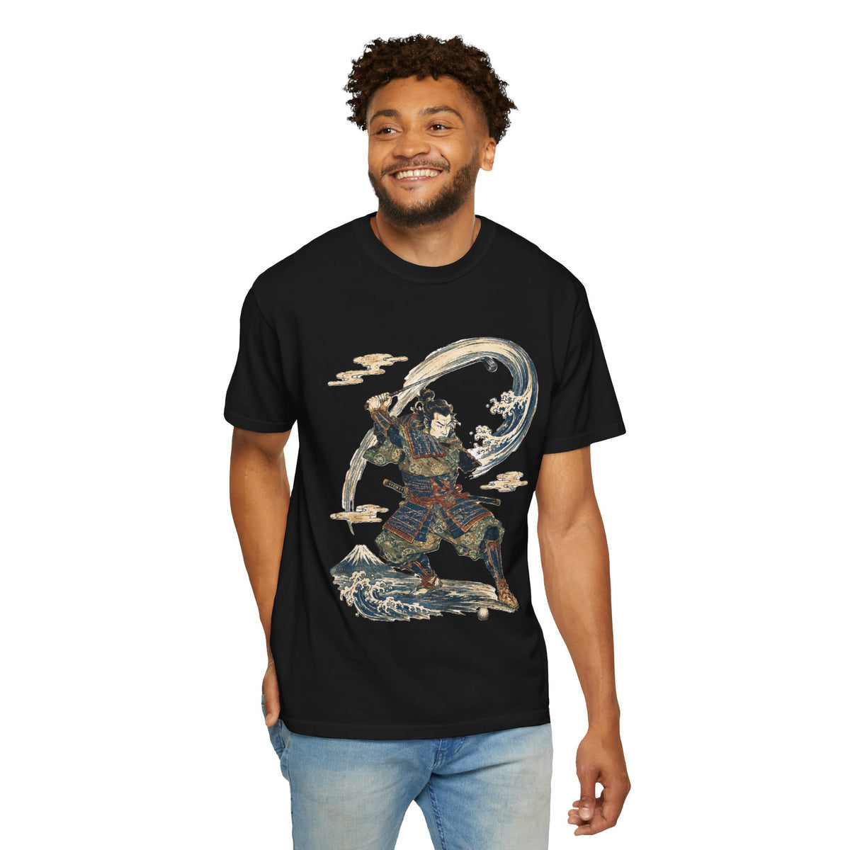 Samurai Golfer Wave Warrior T-Shirt — Japanese Ink-Style Sword Art