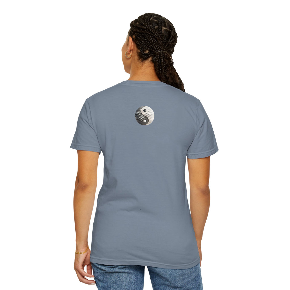 Stone Yin Yang Golf Ball Chest and Back Graphic T-Shirt