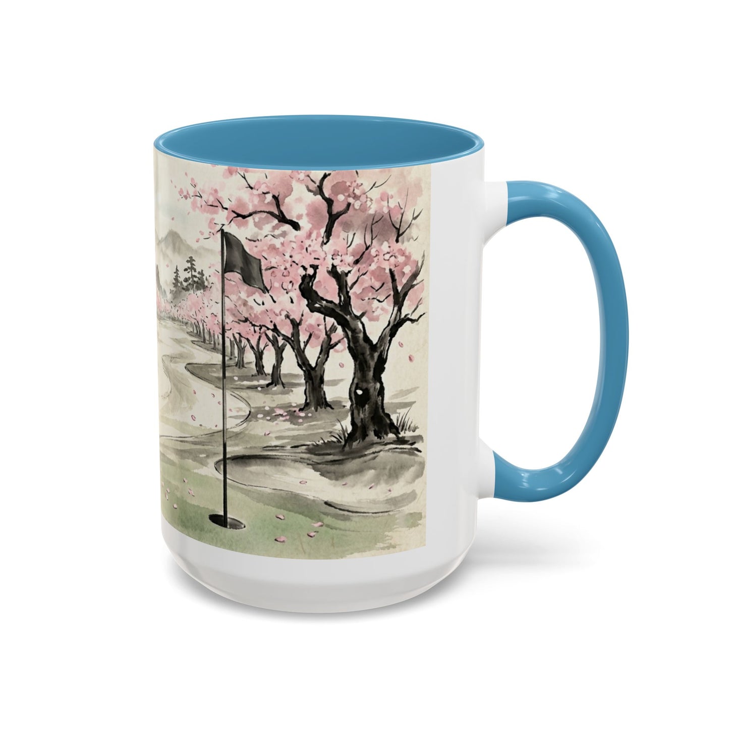 Zen Spot Golf Custom Cherry Blossom Golf Mug Scenic Sakura Golf Course Coffee Cup (11/15 oz)