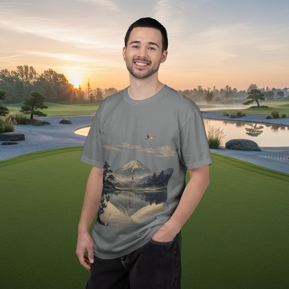 Mount Fuji Reflection Golf Course T-Shirt — Japanese Landscape Tee