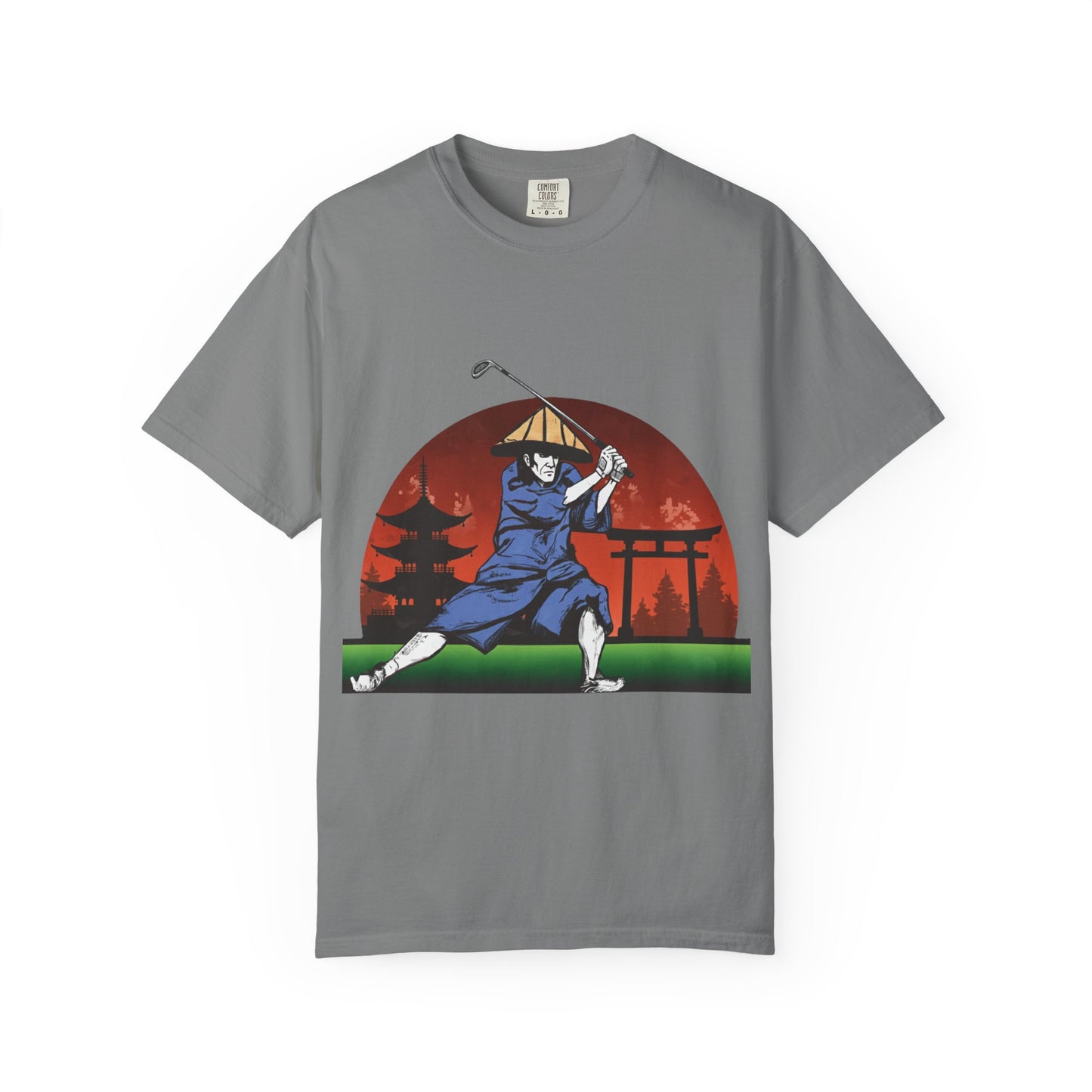 Samurai Golfer T-Shirt — Japanese Sunset Golf Graphic Tee