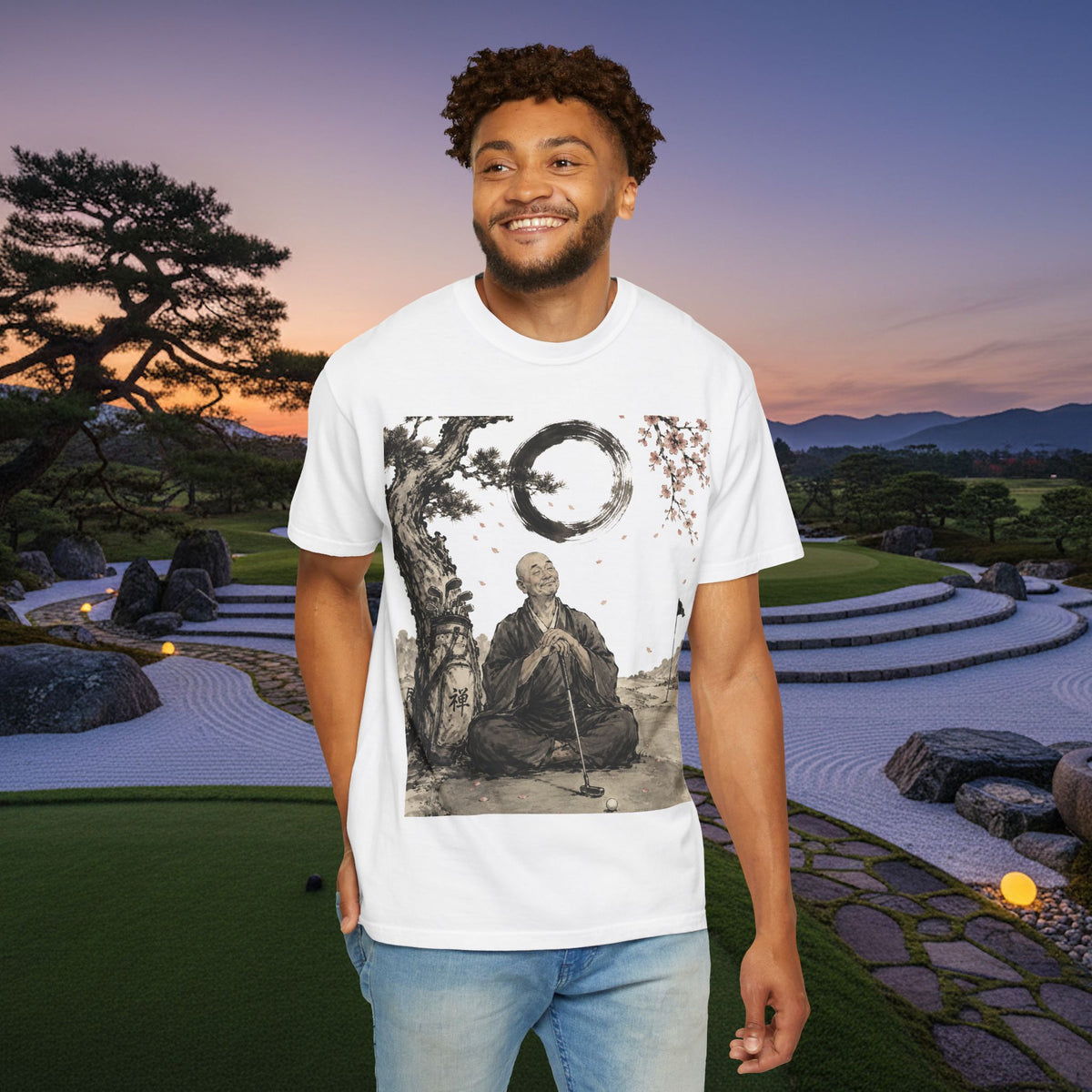 Zen Monk Meditation T-Shirt — 'Enso' Circle Tranquility Tee