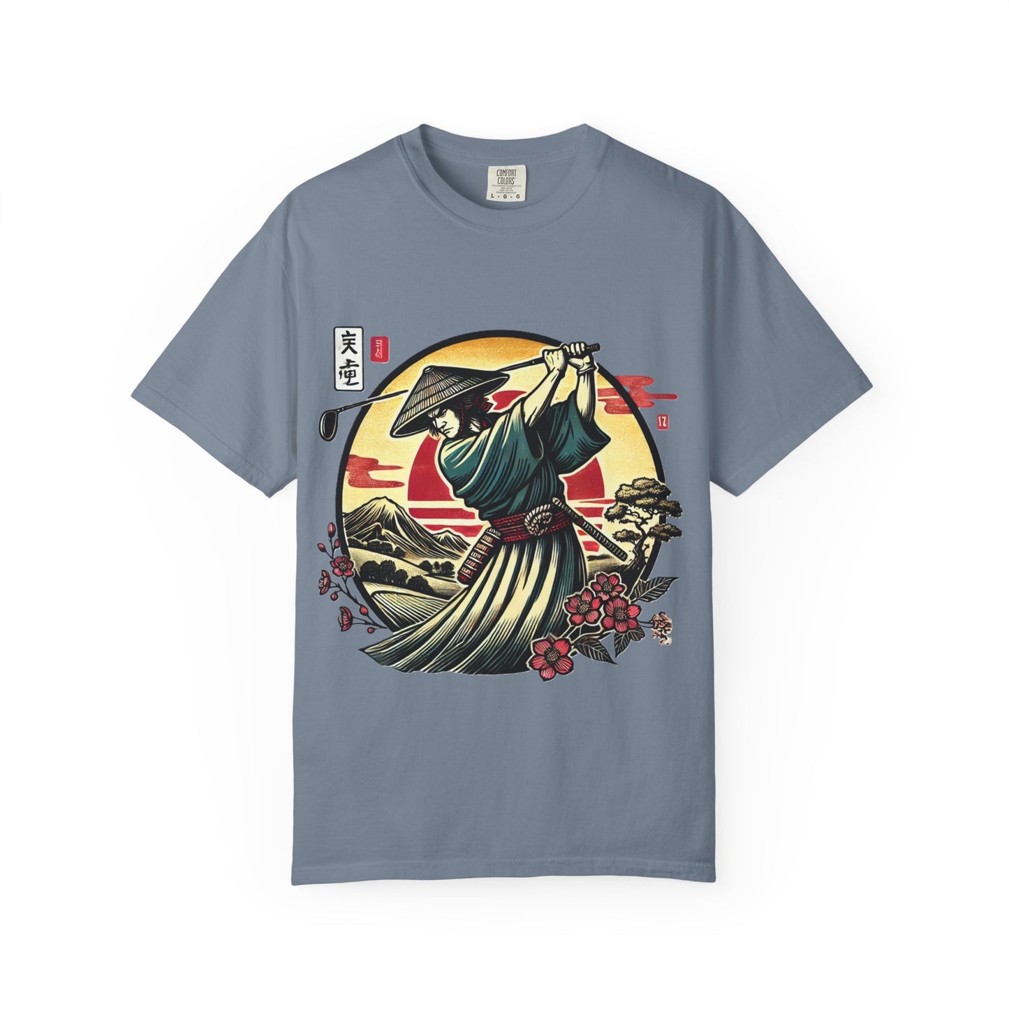 Zen Spot Golf Custom Samurai Golfer Sunset T-Shirt