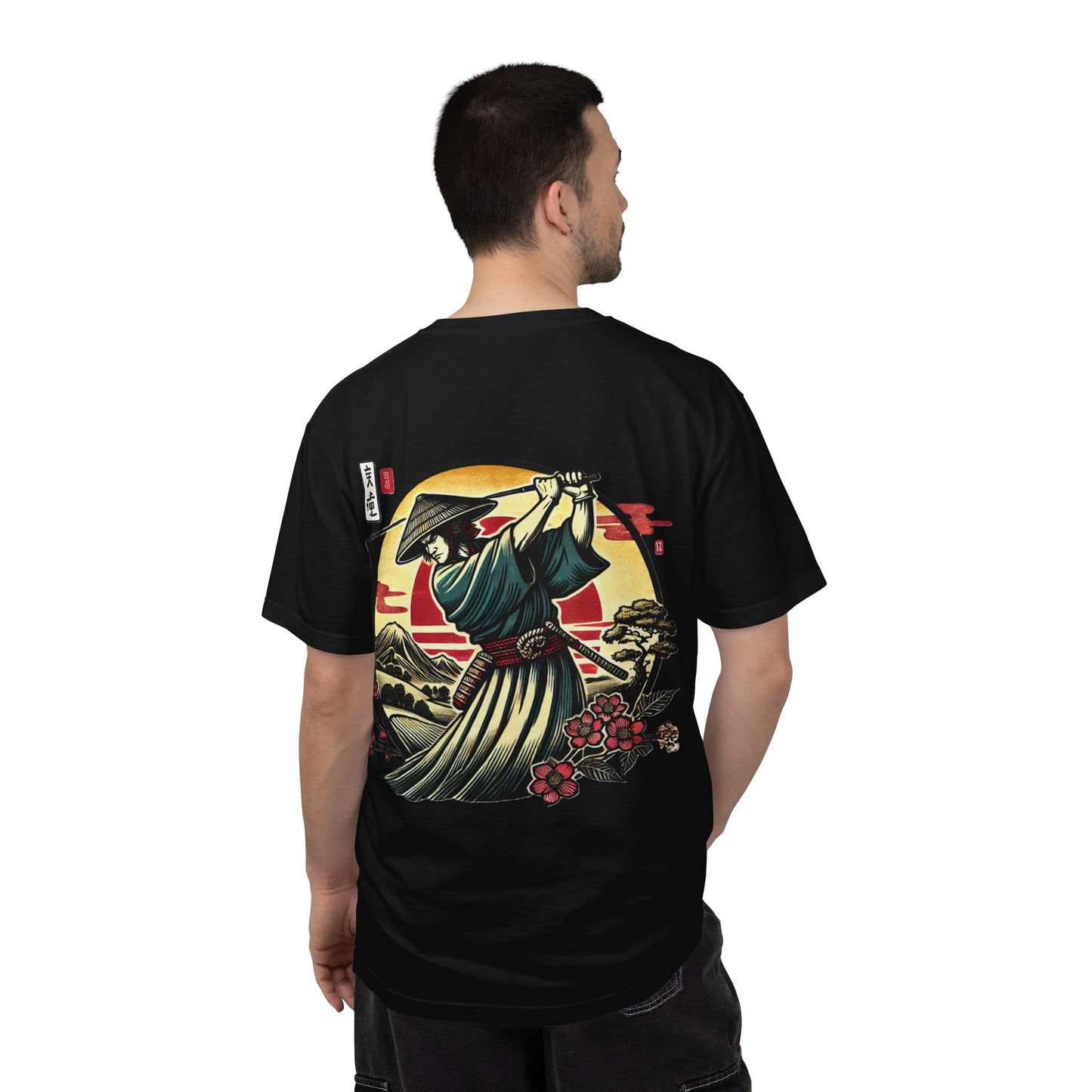 Zen Spot Golf Custom Japanese Warrior Samurai Golfer Sunset Graphic T-Shirt