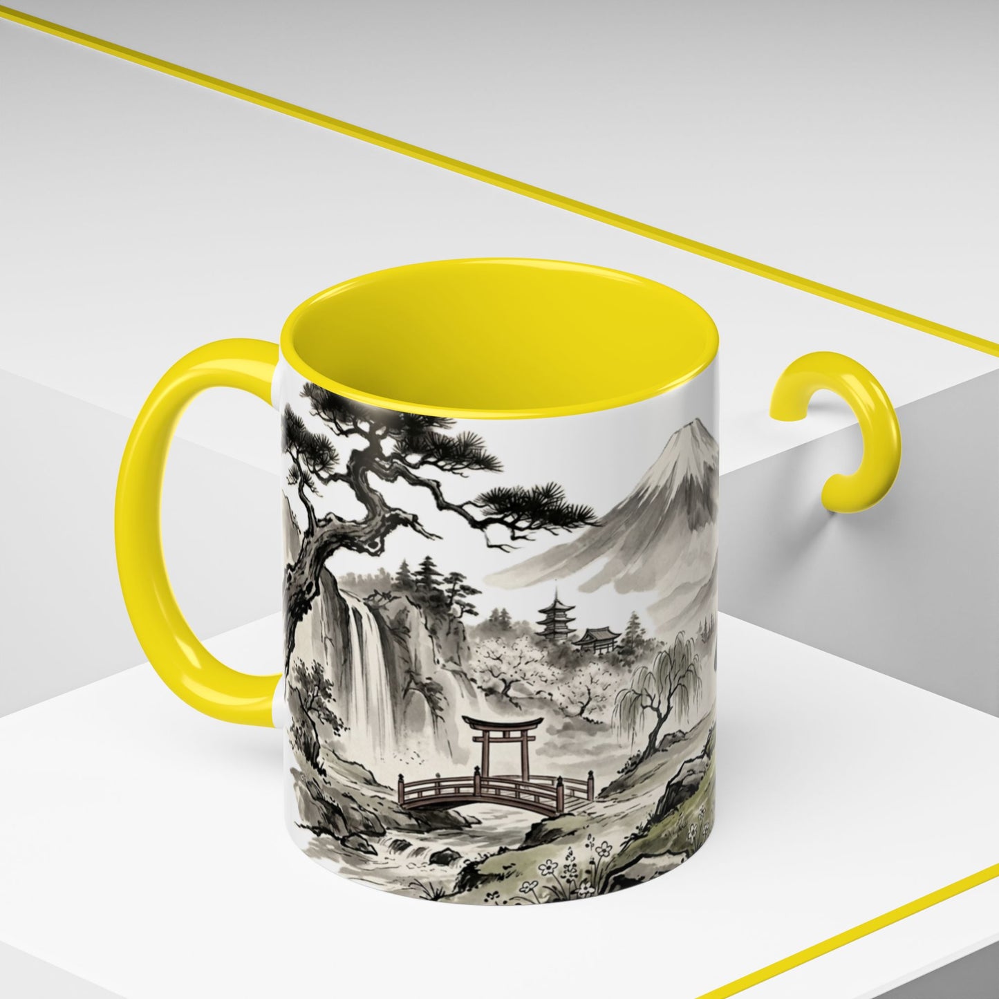 Zen Spot Golf Custom Japanese Golf Scene Accent Coffee Mug Ukiyo-e Style Golfing Geisha (11/15oz)