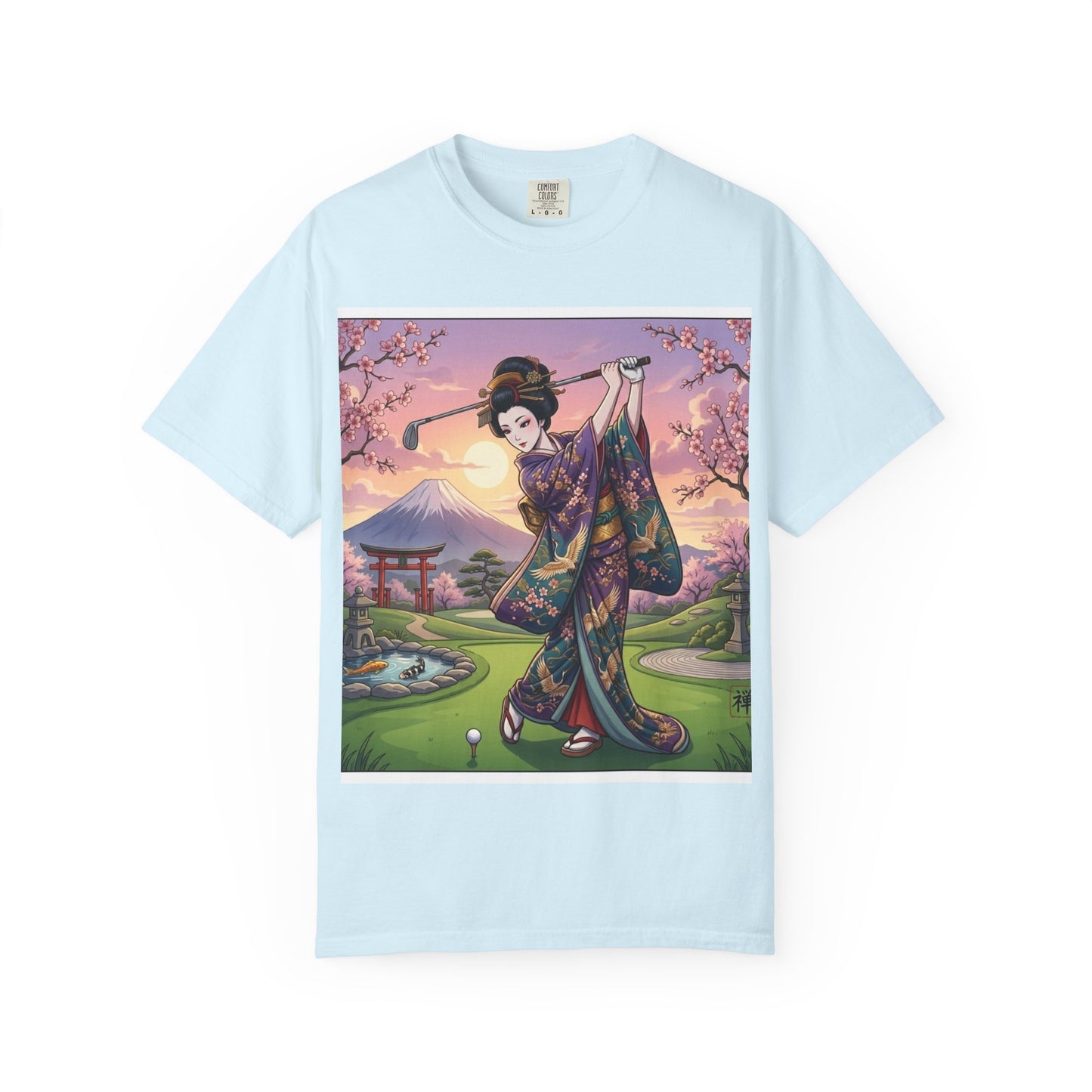 Zen Spot Golf Custom Kimono Art Geisha Golfing Sunset T-Shirt