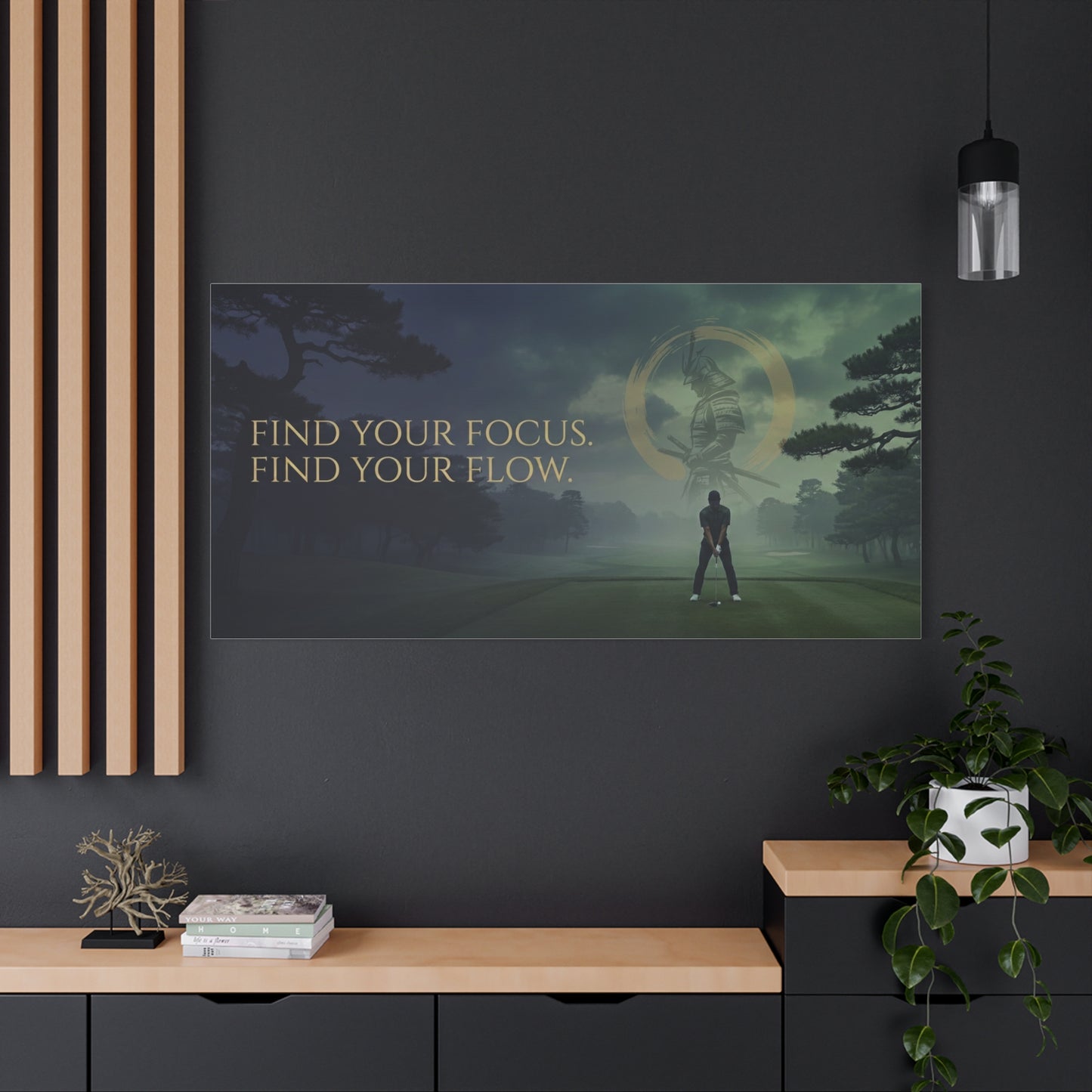 Golf Motivational Canvas Print — "Find Your Focus, Find Your Flow"