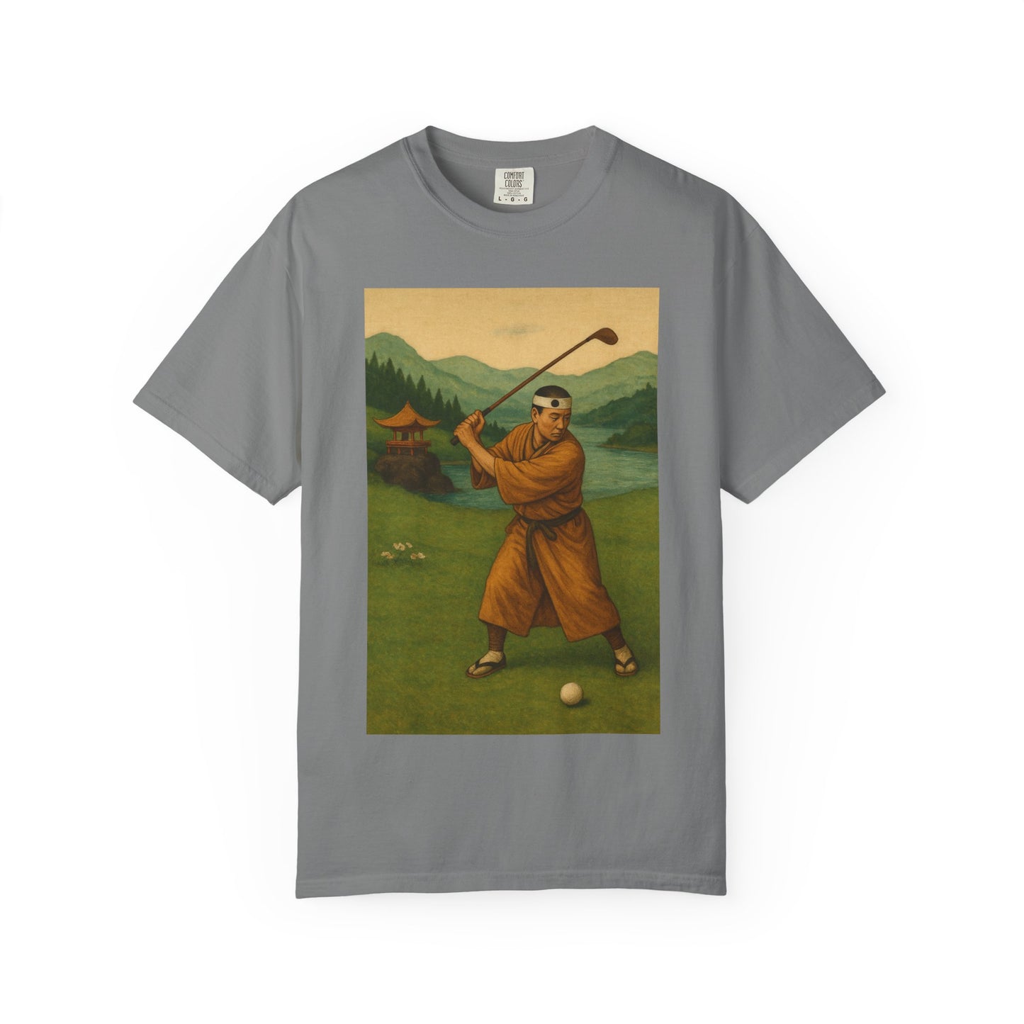 Vintage Golfer Graphic T-Shirt — Retro Asian-Inspired Golf Scene