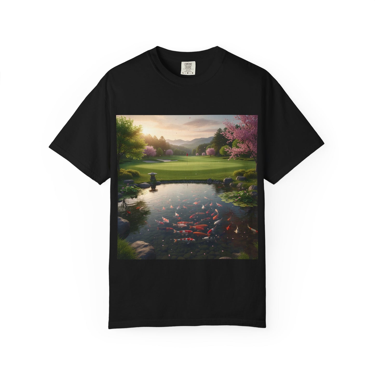Zen Spot — Koi Pond Sunset Graphic Tee (Front Print)