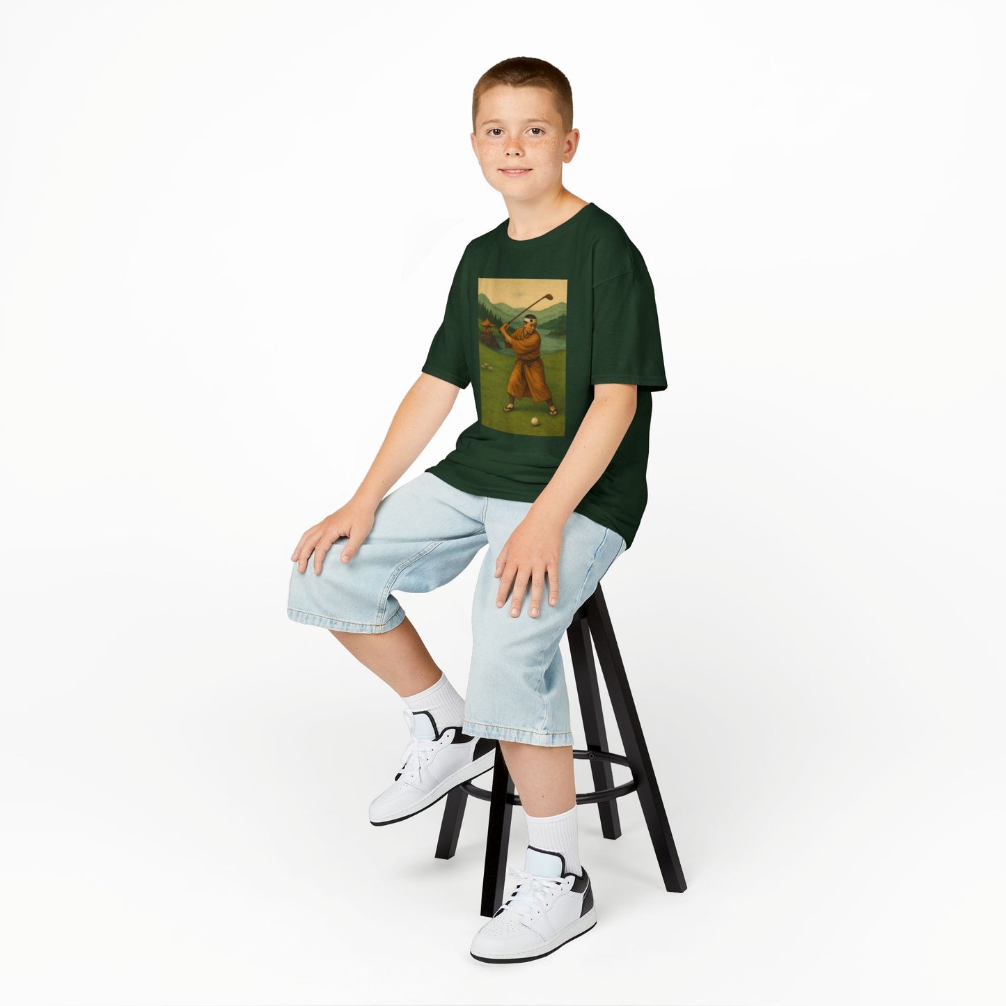 Zen Spot Golf Custom Vintage Golfer Kids Graphic T‑Shirt