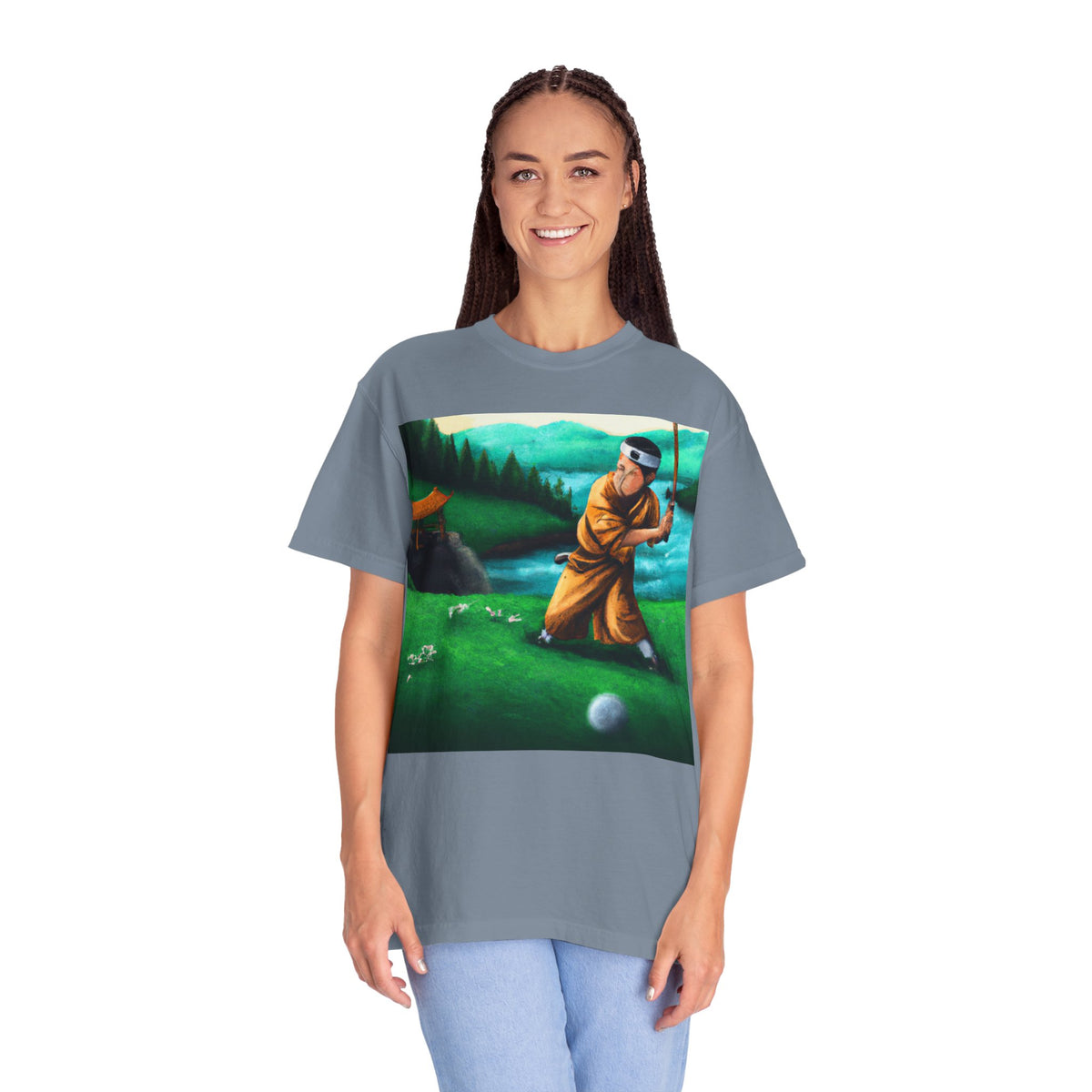 Monk Golfer Oil Painting Art Graphic T-Shirt