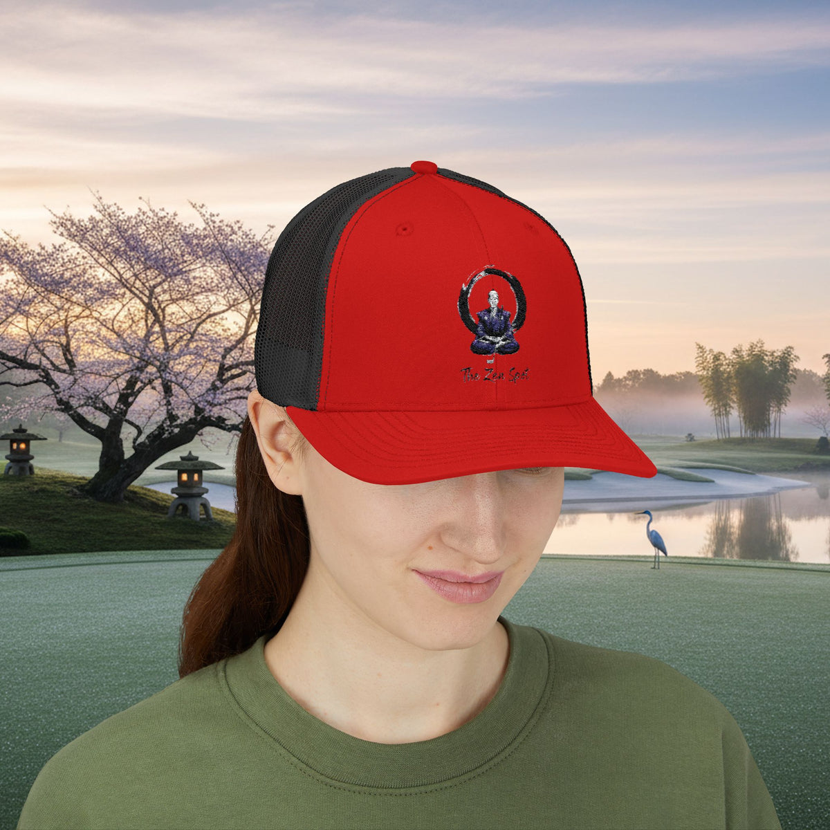 Embroidered Meditation Samurai Golfer Trucker Hat