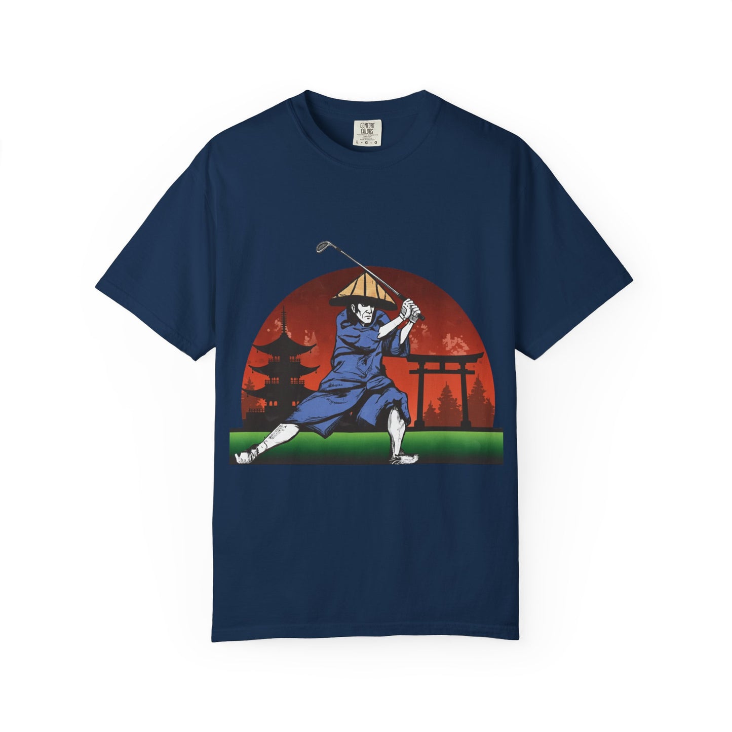 Samurai Golfer T-Shirt — Japanese Sunset Golf Graphic Tee