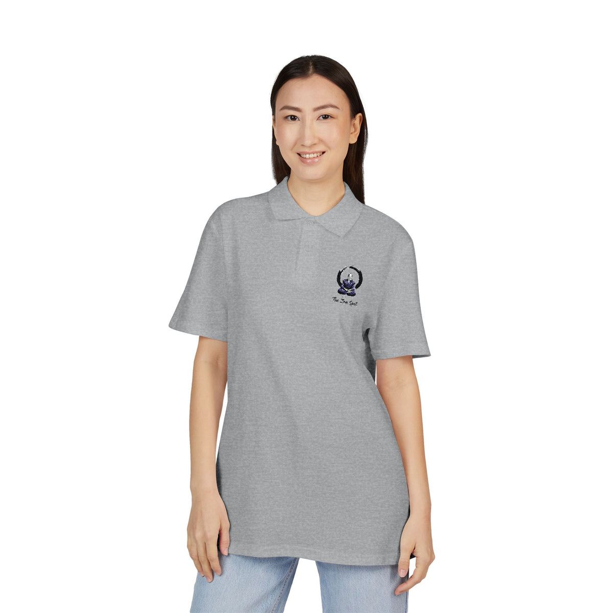 Embroidered Samurai Golfer Enso Circle "The Zen Spot" Zanshin Polo