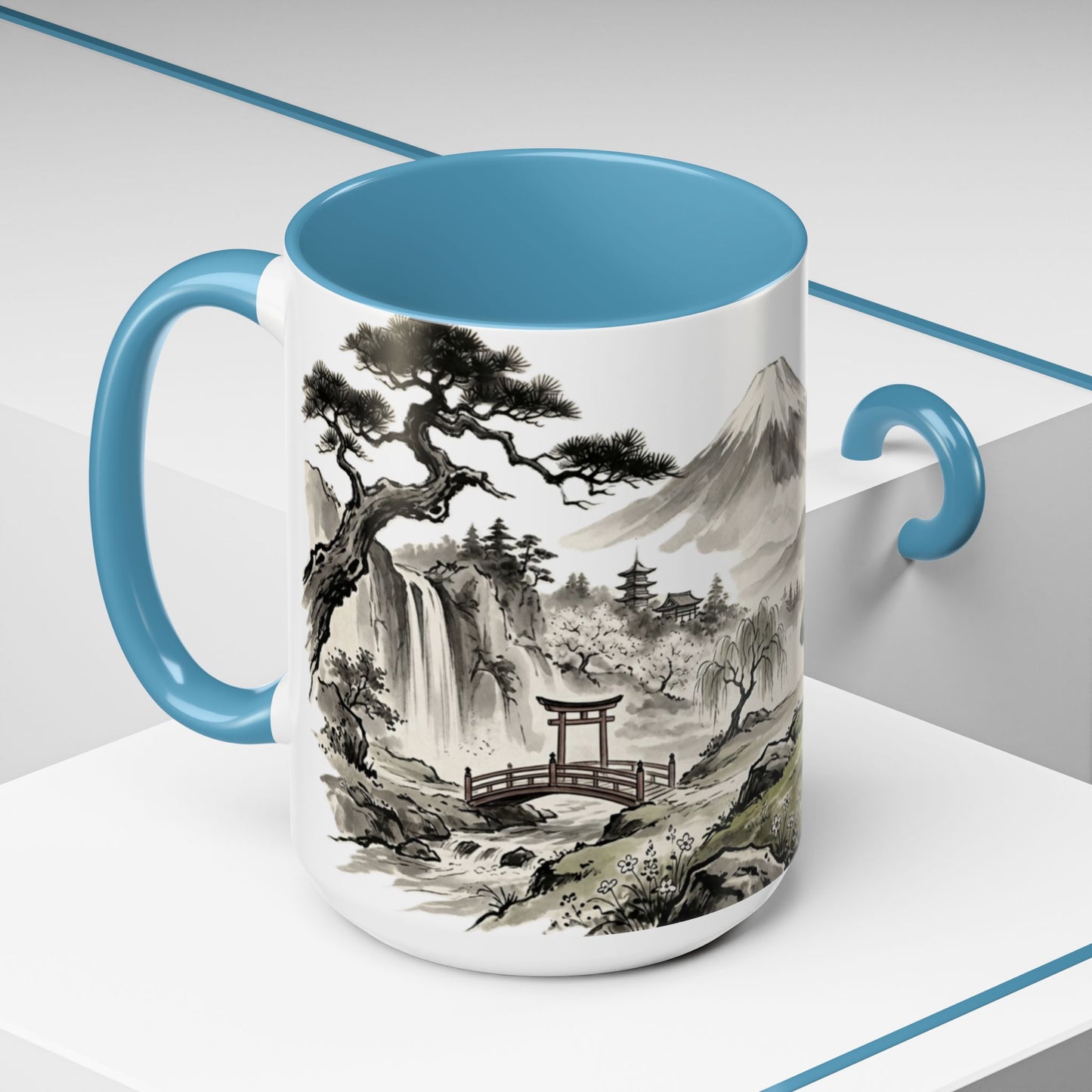 Zen Spot Golf Custom Japanese Golf Scene Accent Coffee Mug Ukiyo-e Style Golfing Geisha (11/15oz)