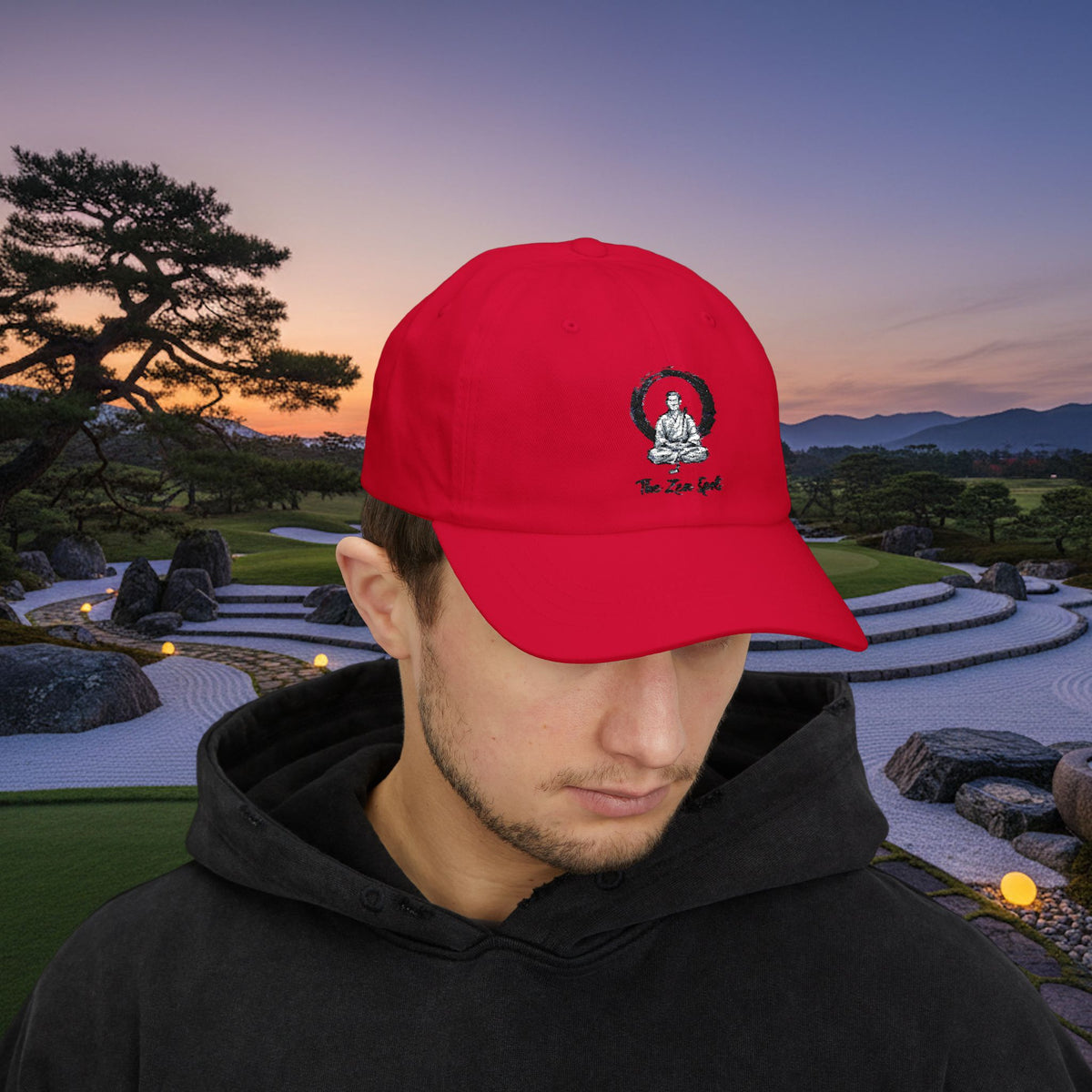 Embroidered Buddha Golfer Enso "The Zen Spot" Cap