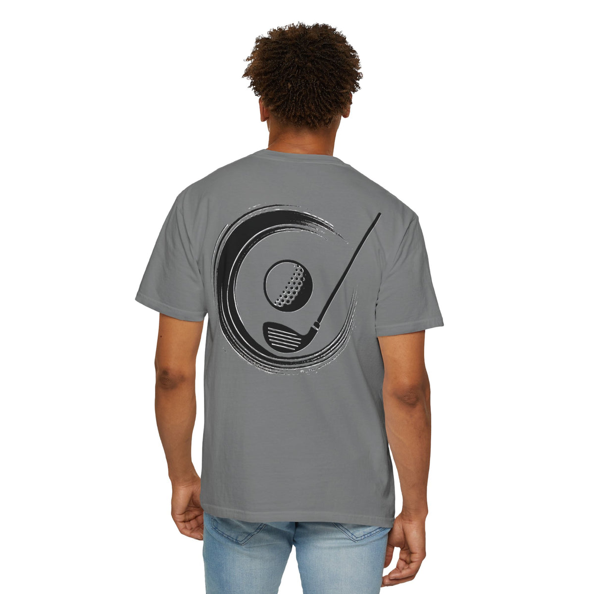 Enso Circle Golf  Stroke Chest and Back Design Graphic T-Shirt