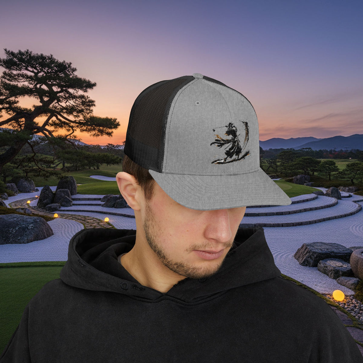 Embroidered Bunker Blast Samurai Golfer Trucker Cap
