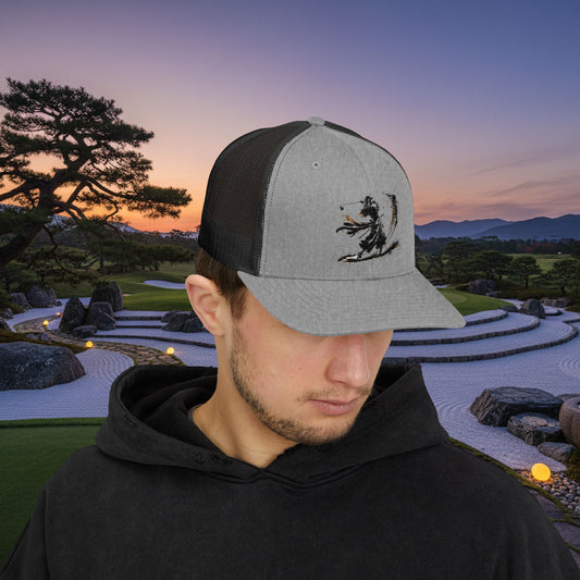 Embroidered Bunker Blast Samurai Golfer Trucker Cap