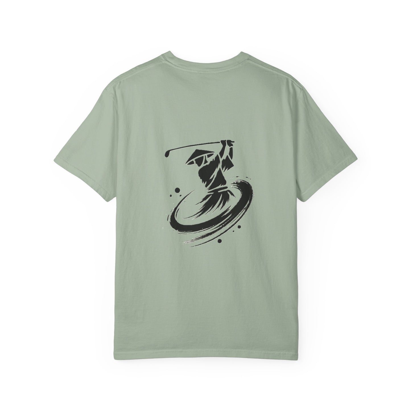 Zen Spot Golf Custom Ink Brush Golfer Swing Graphic T‑Shirt
