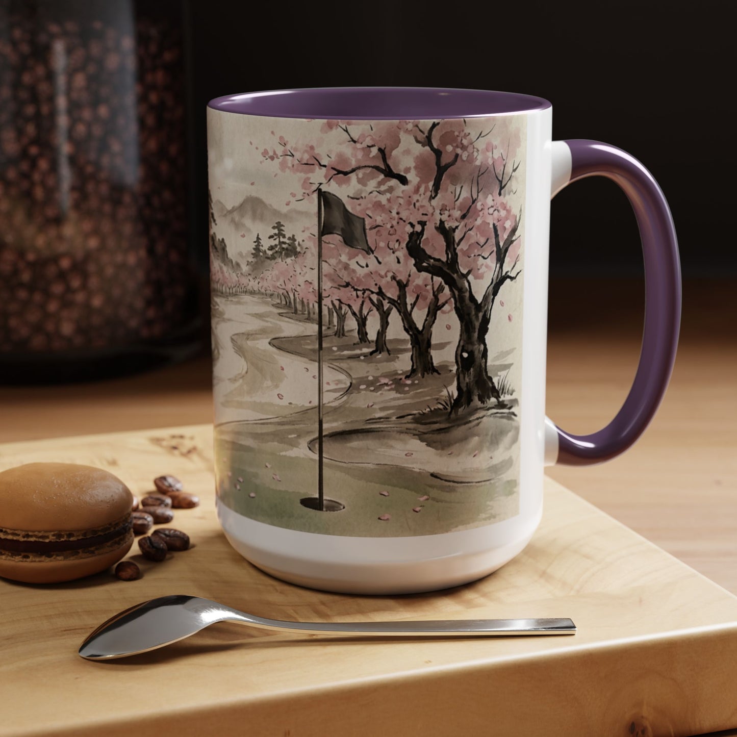 Zen Spot Golf Custom Cherry Blossom Golf Mug Scenic Sakura Golf Course Coffee Cup (11/15 oz)