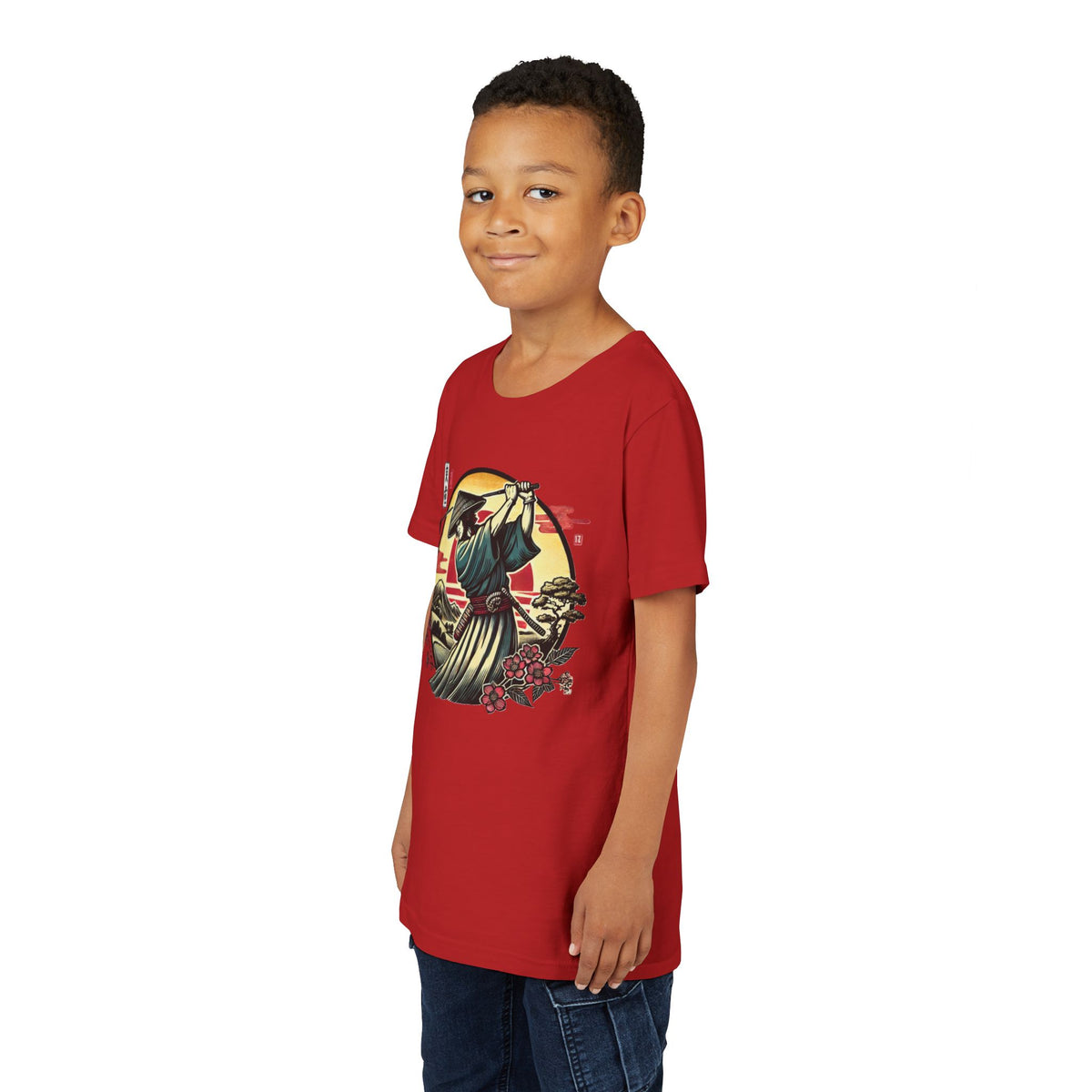 Samurai Golfer Sunset Graphic Youth T-Shirt