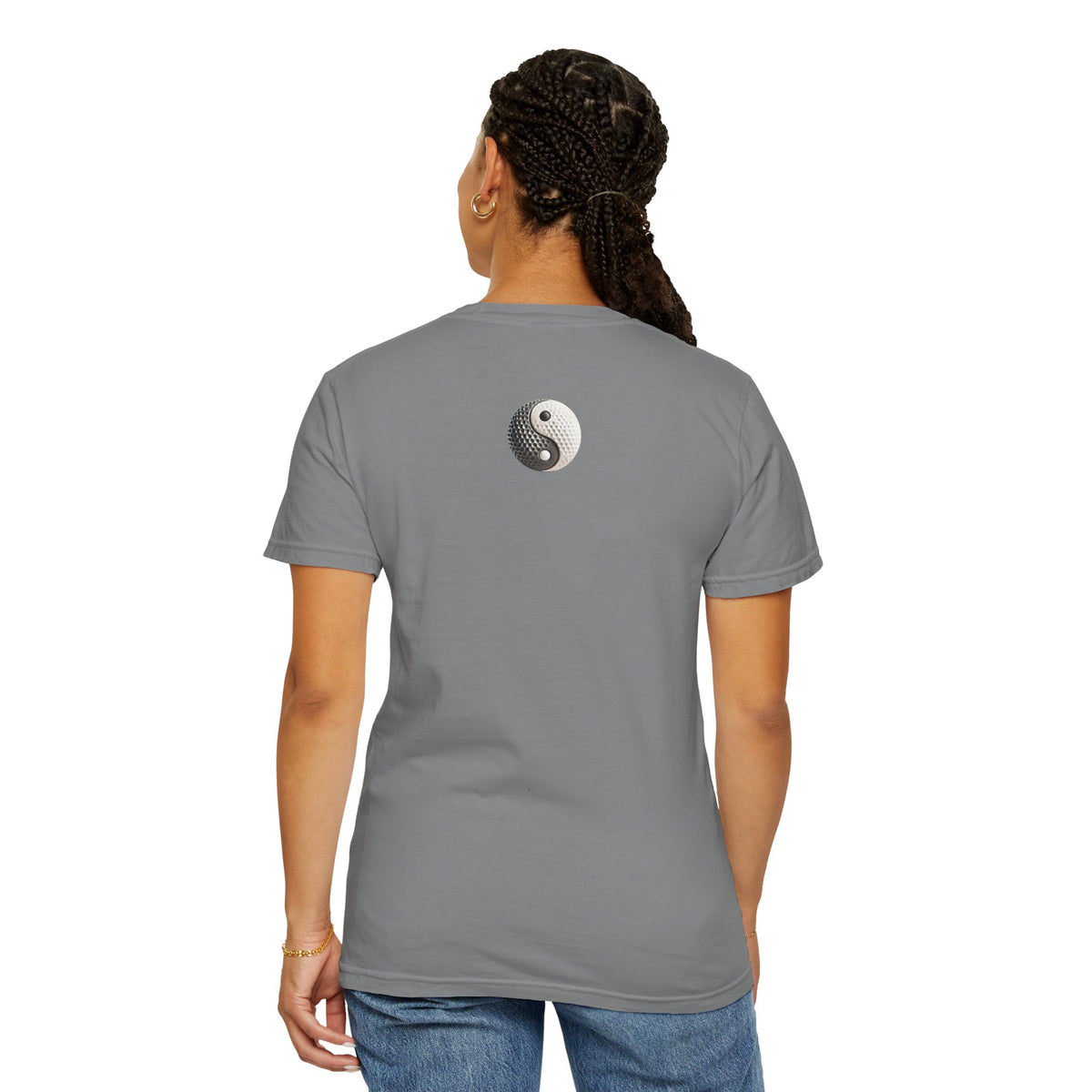 Stone Yin Yang Golf Ball Chest and Back Graphic T-Shirt