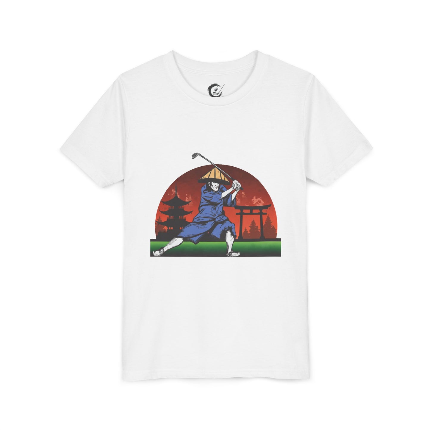 Zen Spot Golf Custom Japanese Samurai Golfer Graphic Kid T-Shirt