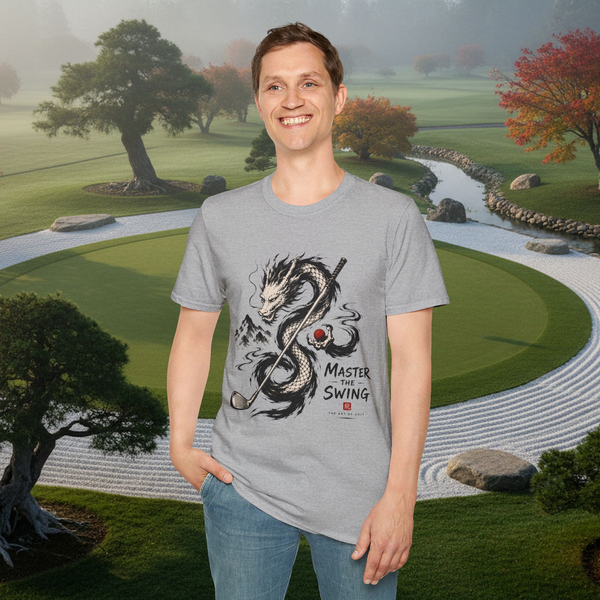 Dragon Golf T-Shirt — "Master the Swing" Asian Ink-Style Golf Shirt