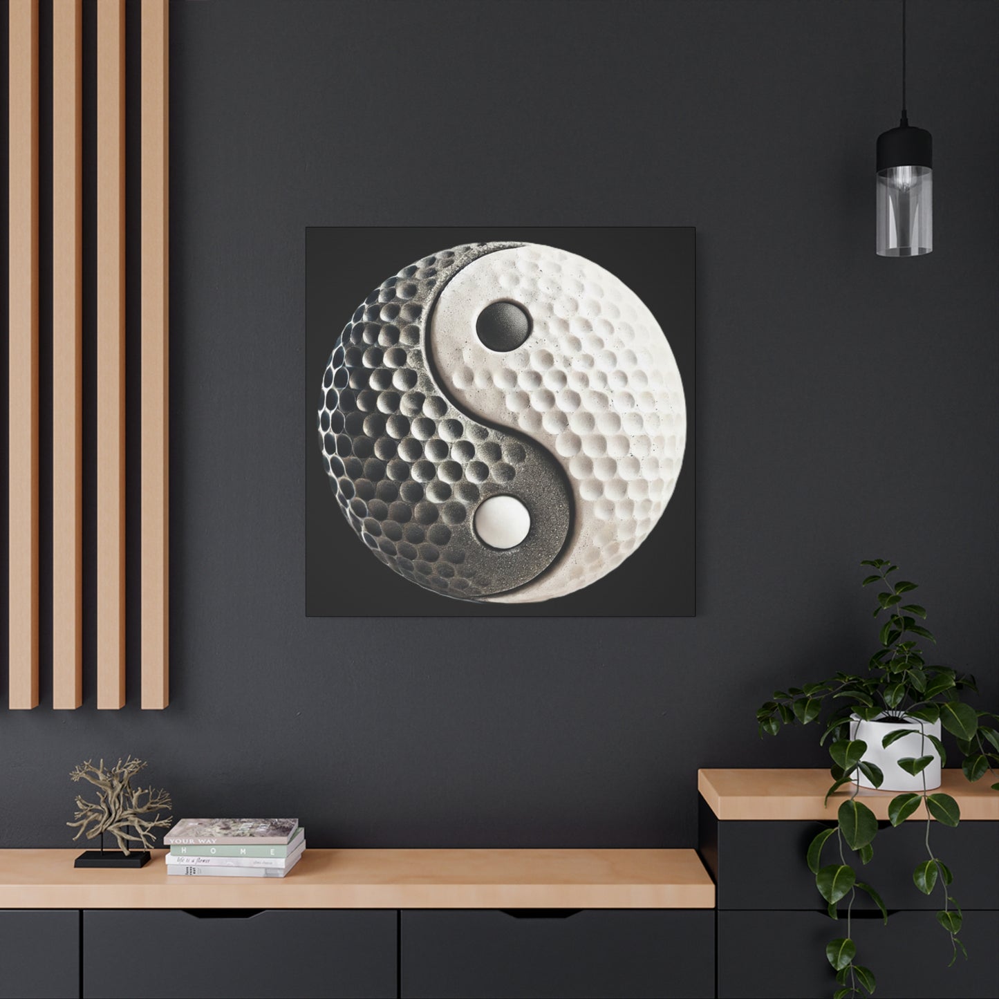 Golf Yin Yang Canvas Wall Art — Stretched Matte Golf Ball Design