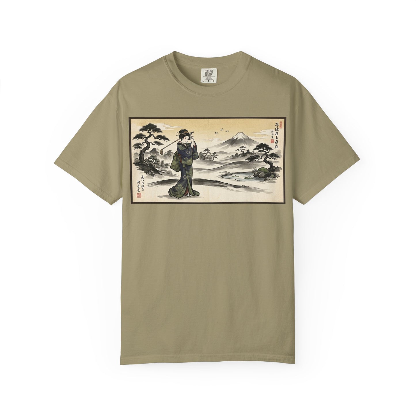 Japanese Ukiyo-e Landscape T-Shirt — Vintage Geisha & Mount Fuji Graphic Tee