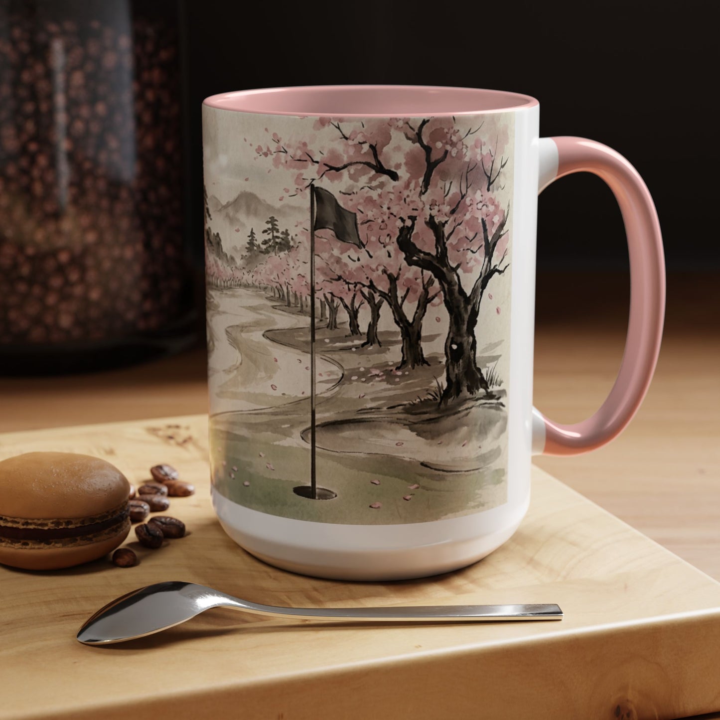 Zen Spot Golf Custom Cherry Blossom Golf Mug Scenic Sakura Golf Course Coffee Cup (11/15 oz)
