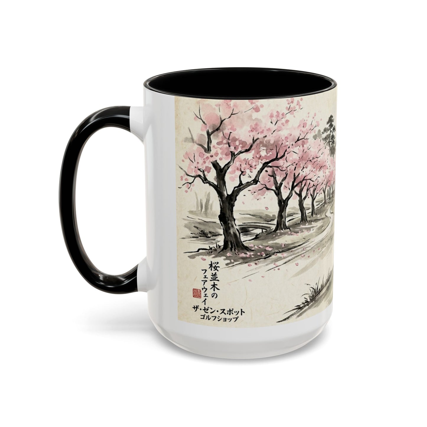 Zen Spot Golf Custom Cherry Blossom Golf Mug Scenic Sakura Golf Course Coffee Cup (11/15 oz)