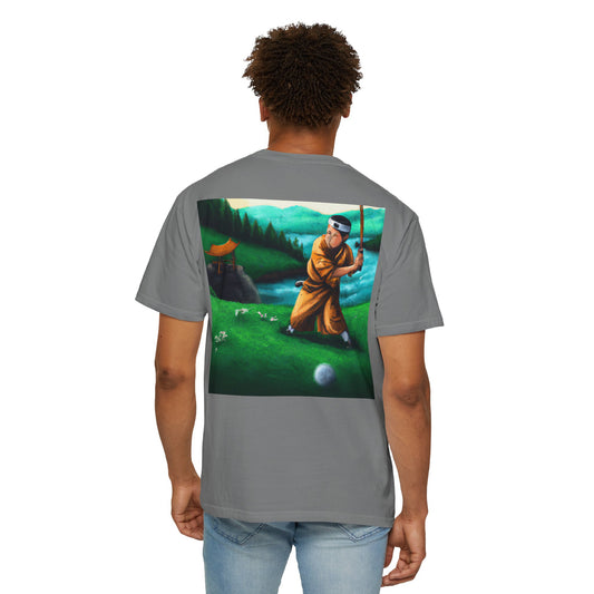 Enso Circle Chest Design Monk Golfer Oil Painting Art Back Graphic T-Shirt