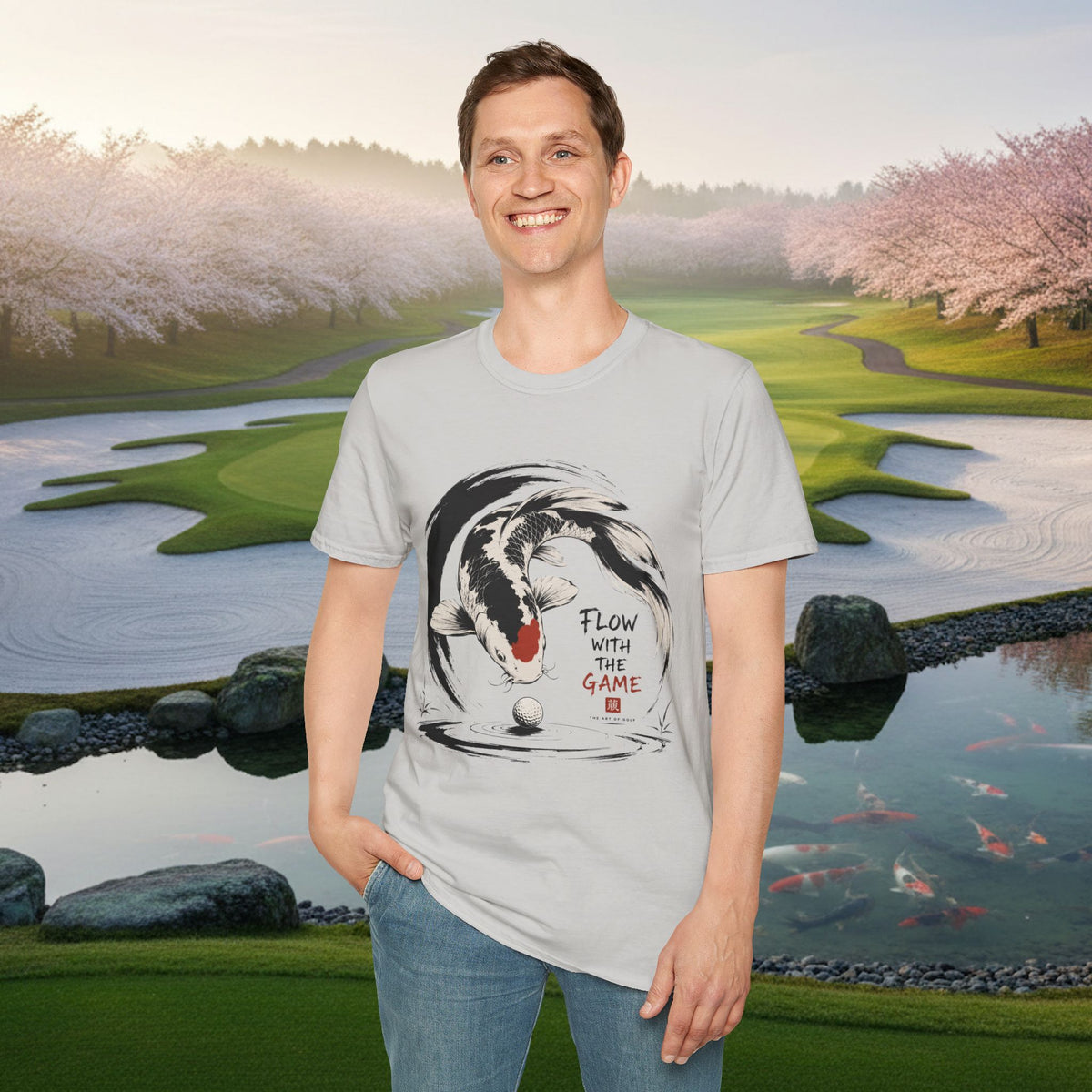 Koi Flow T-Shirt — "Flow with the Game" Zen Fish Graphic Tee