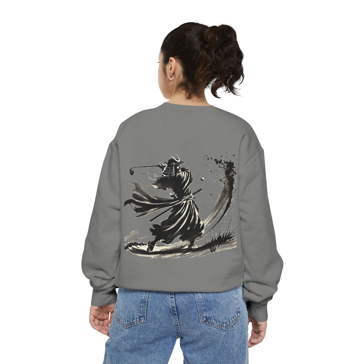 Bunker Blast Samurai Golfer Chest and Back Print Sweatshirt