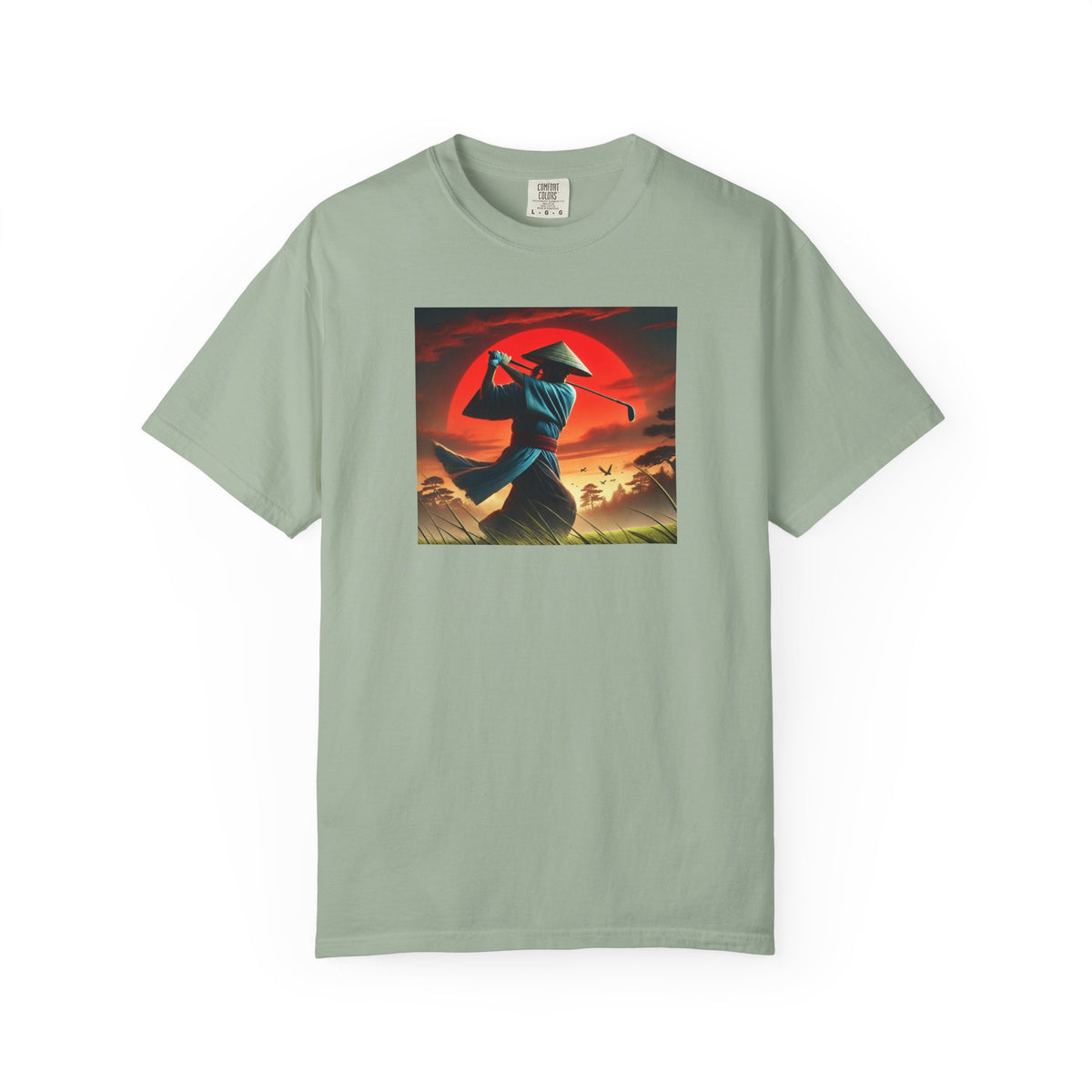 Samurai Sunset Warrior Golfer Art Graphic T-Shirt