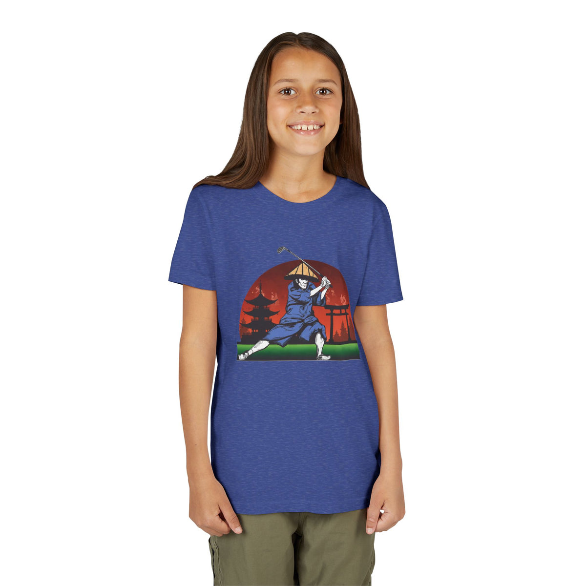 Japanese Samurai Golfer Retro Graphic Kid T-Shirt
