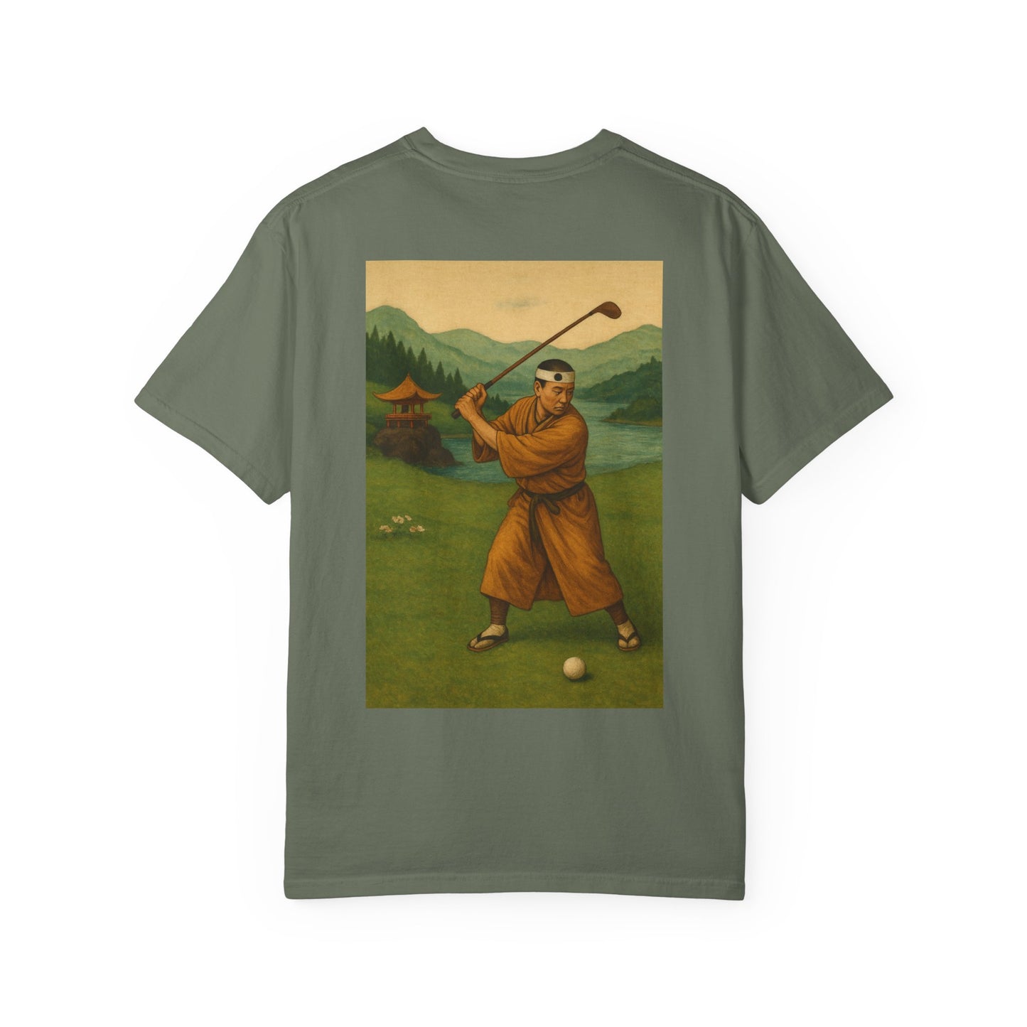 Vintage Golfer Graphic T-Shirt — Retro Asian-Inspired Golf Scene
