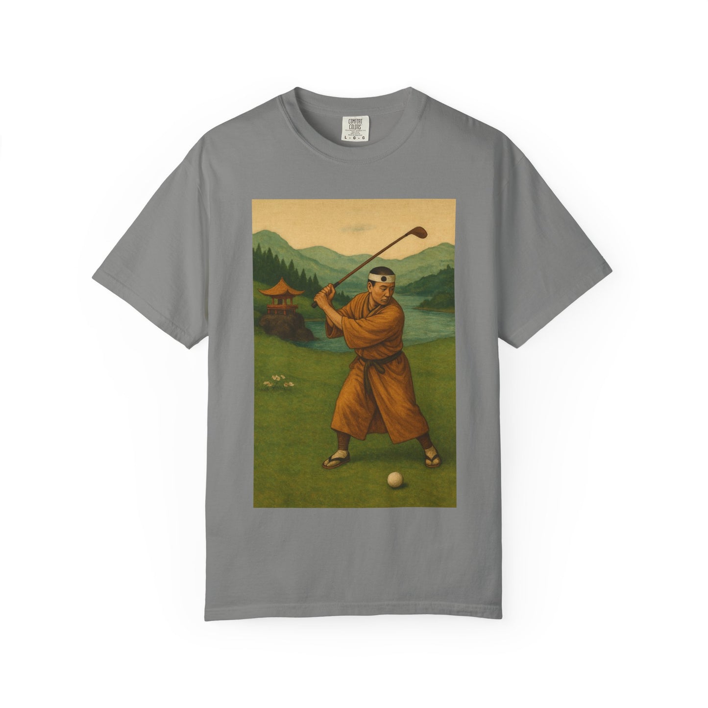 Vintage Golfer Graphic T-Shirt — Retro Asian-Inspired Golf Scene