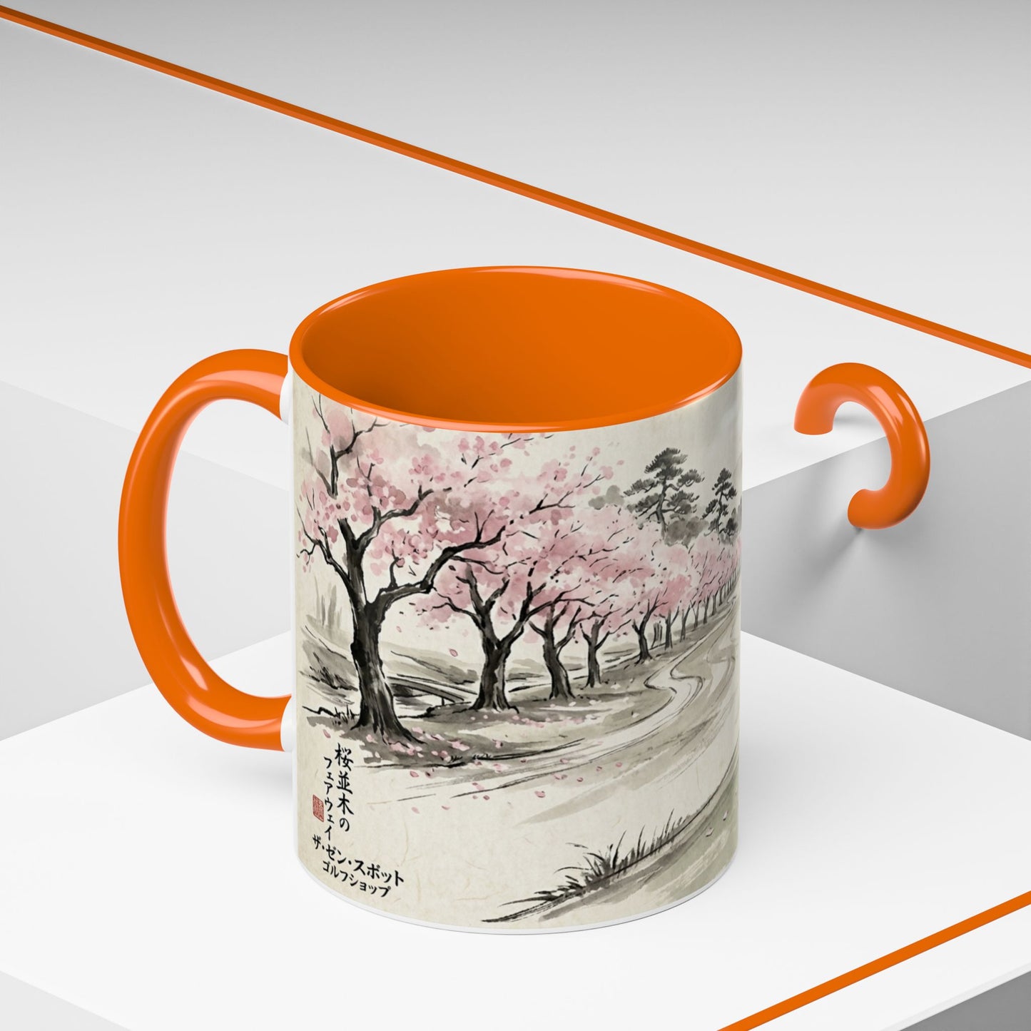 Zen Spot Golf Custom Cherry Blossom Golf Mug Scenic Sakura Golf Course Coffee Cup (11/15 oz)
