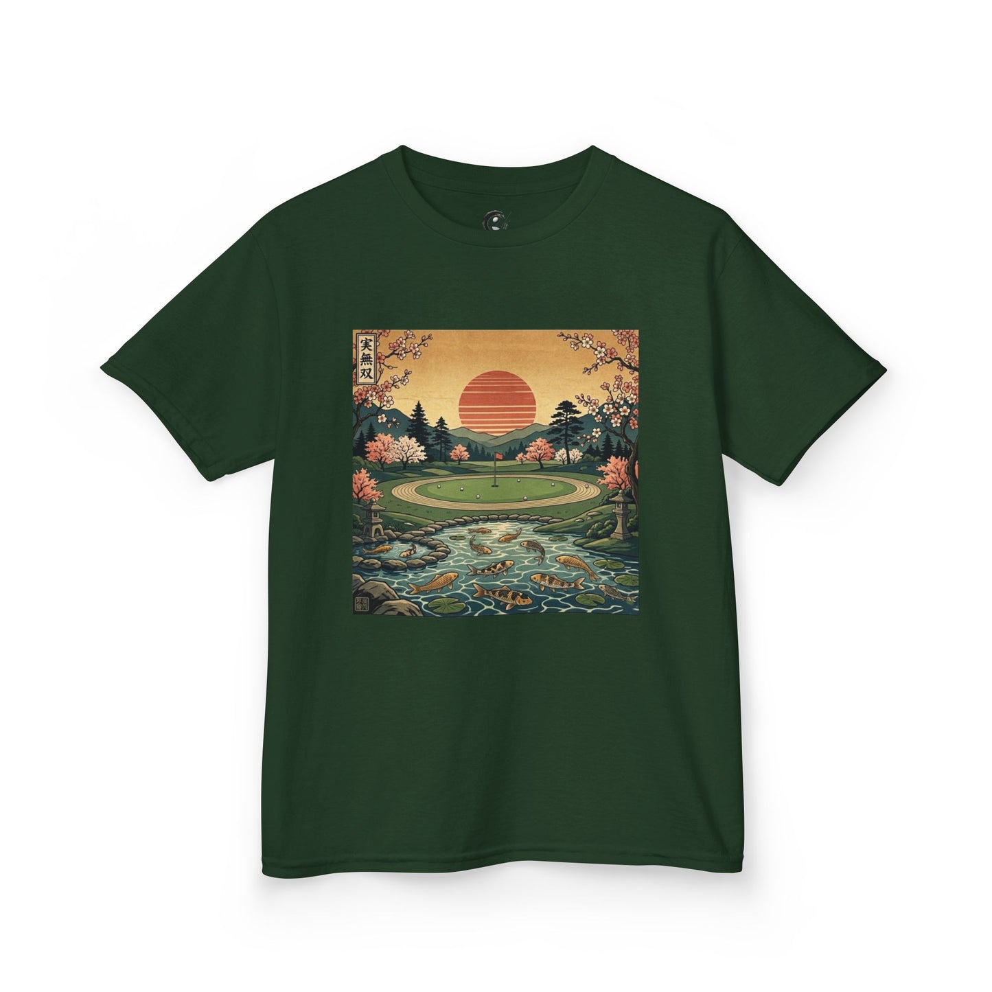 Zen Spot Golf Custom Vintage Japanese Sunset Golf Course Graphic Kids T-Shirt