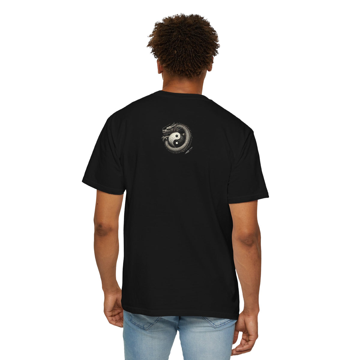 Yin Yang Dragon Golf Ball Front and Back Design Graphic T-Shirt