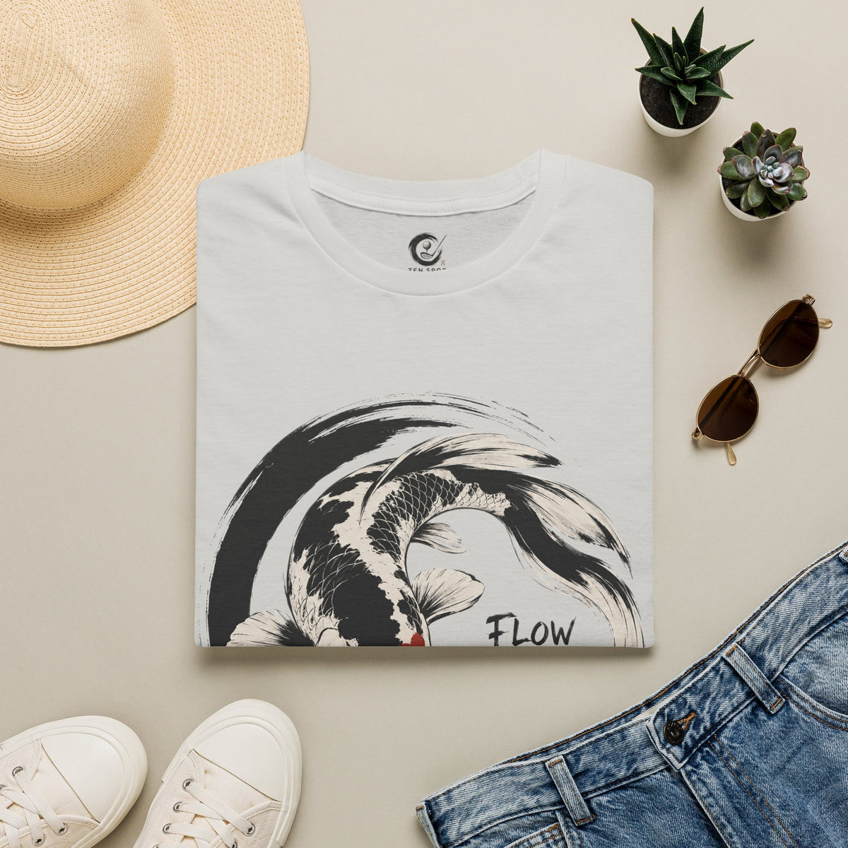 Koi Flow T-Shirt — "Flow with the Game" Zen Fish Graphic Tee