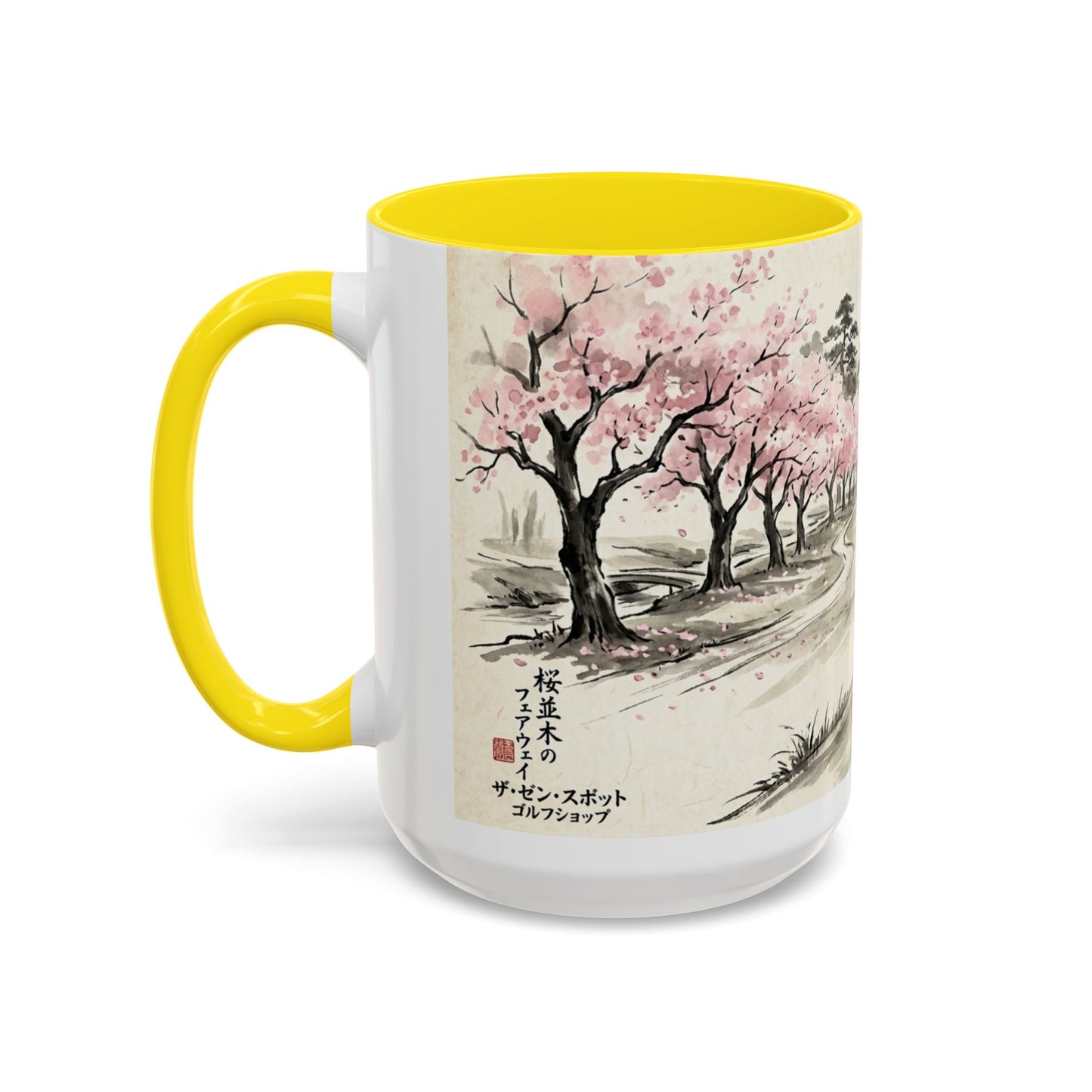 Zen Spot Golf Custom Cherry Blossom Golf Mug Scenic Sakura Golf Course Coffee Cup (11/15 oz)